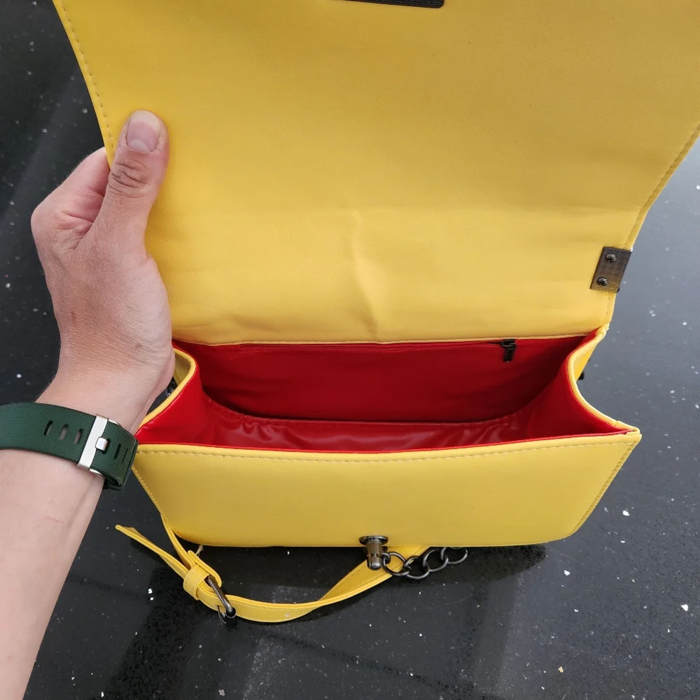 NEW - Yellow Quilted Crossbody Purse - Picture 4 of 7